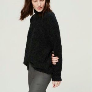 loft slouchy black/green boucle mockneck sweater